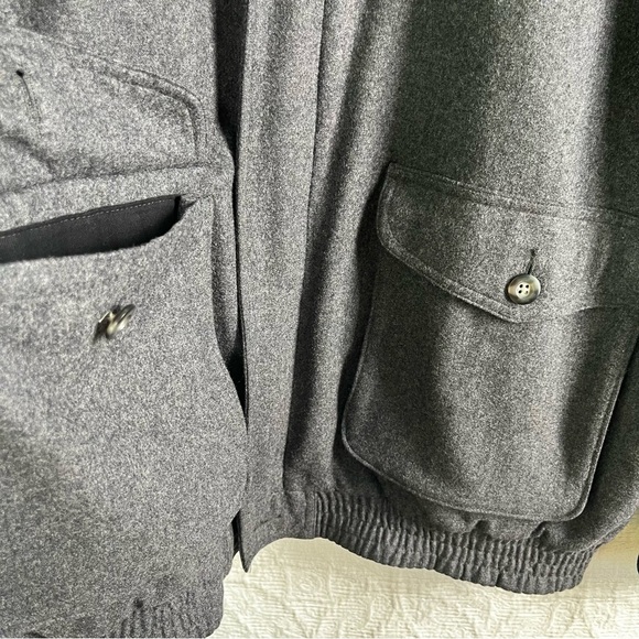 Vintage Nordstrom Bomber Jacket Mens L Large Wool Blend Lined Grey Y2K Hong Kong - Picture 5 of 16